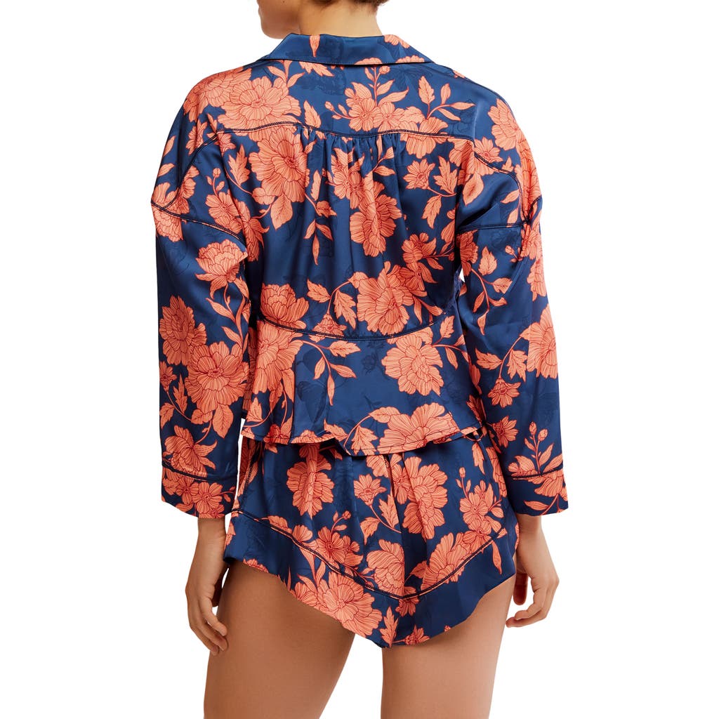 Free People Beauty Sleep Short Pajama Set In Cerulean Combo
