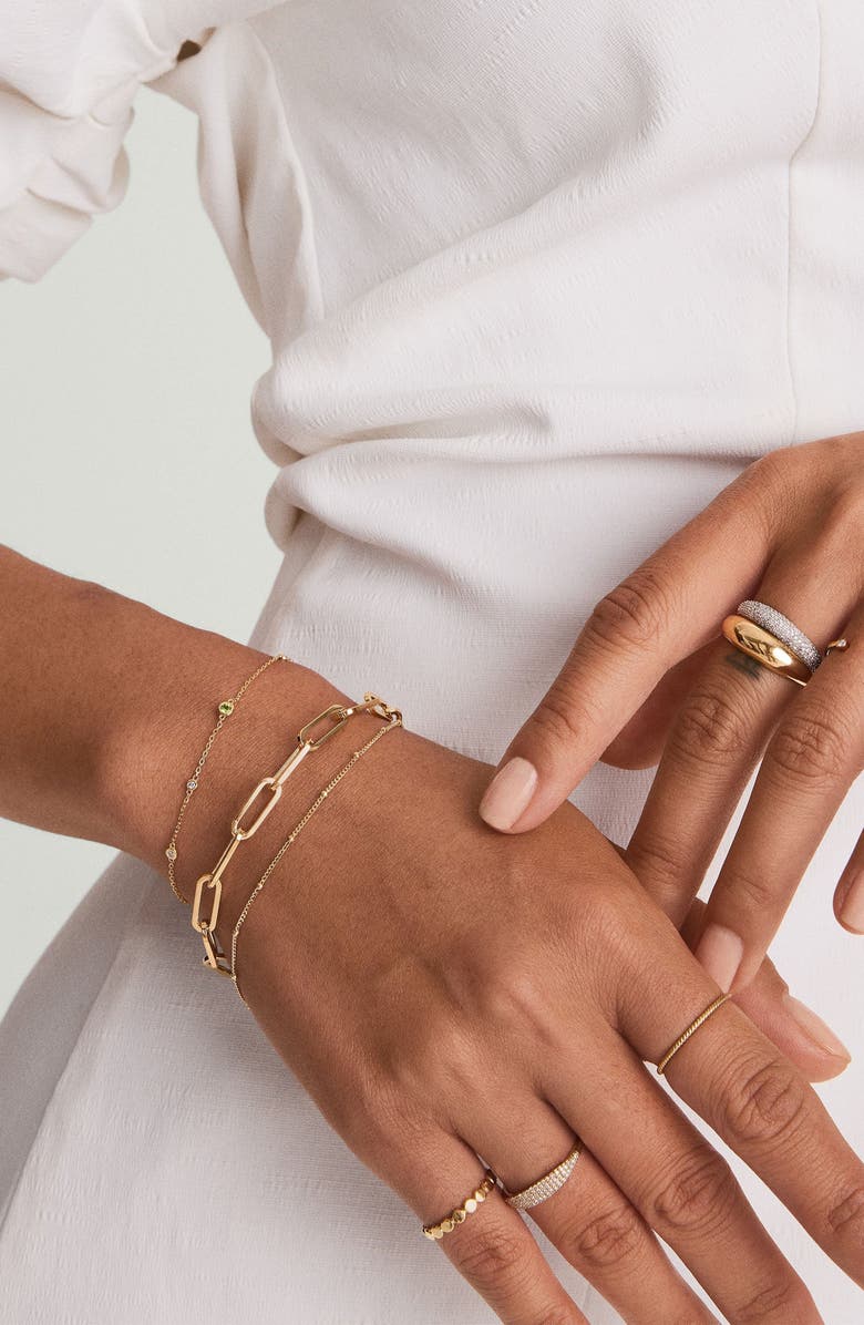 MEJURI Pavé Diamond Thin Dôme Ring, Alternate, color, Gold / Diamond