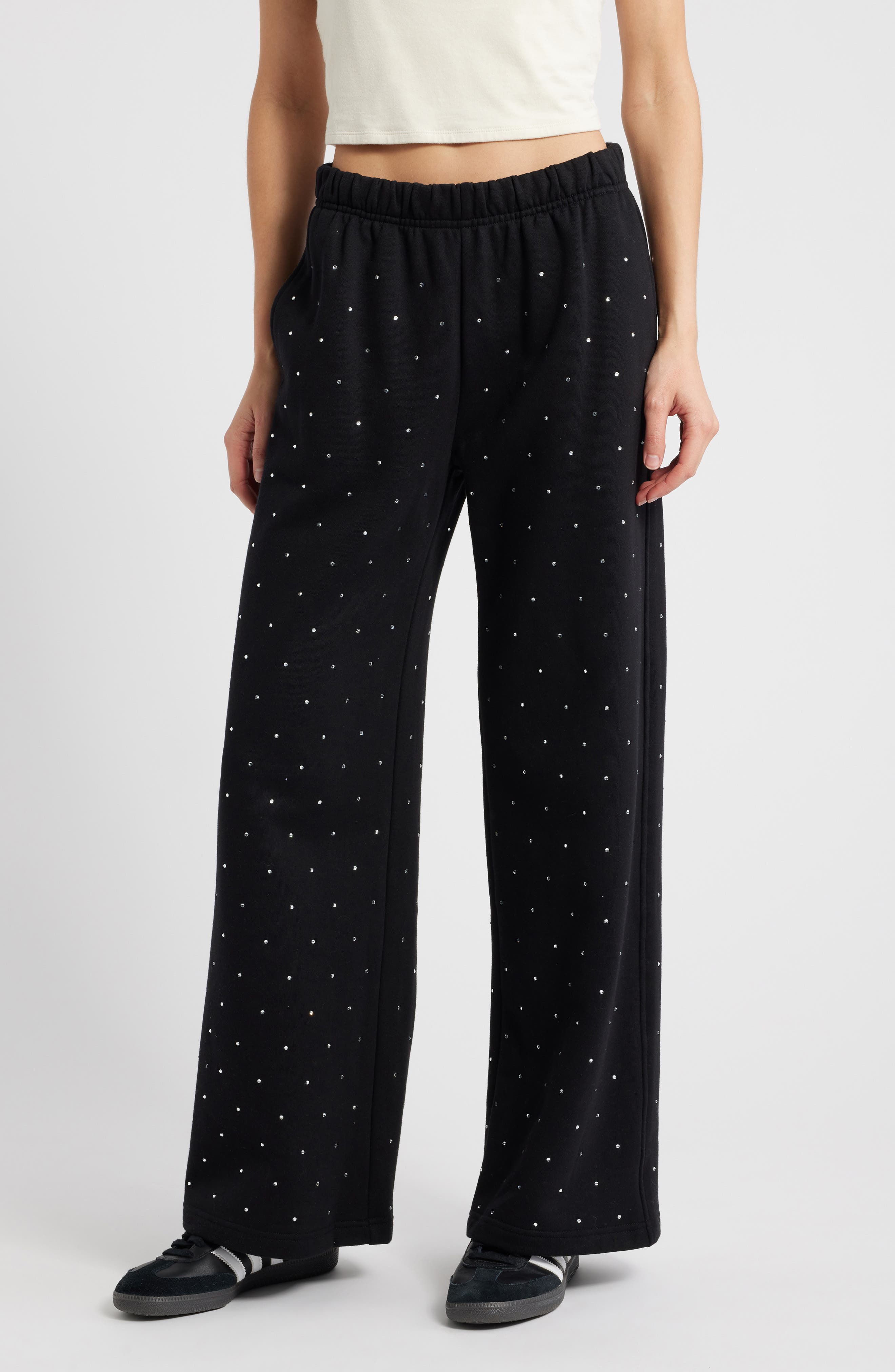 Good American Crystal Wide Leg Sweatpants