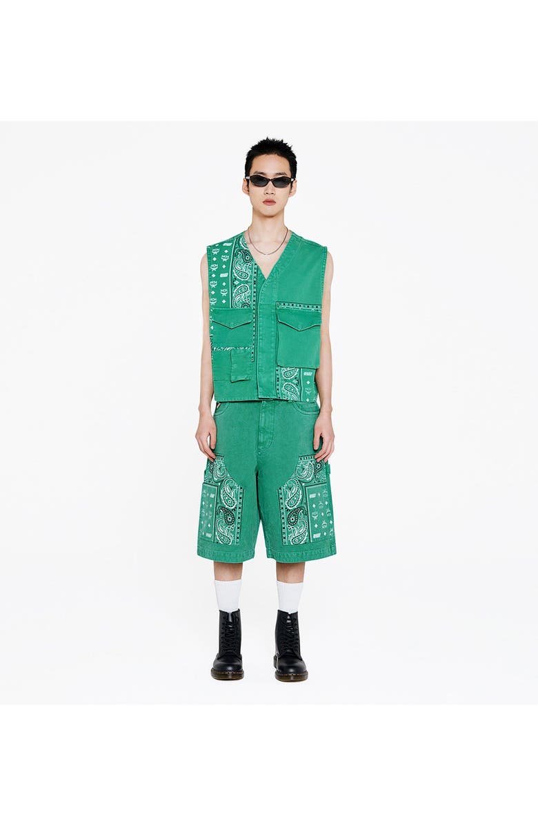 MCM x KASINA Bandana Monogram Gilet in Oxford Cotton, Alternate, color, Green