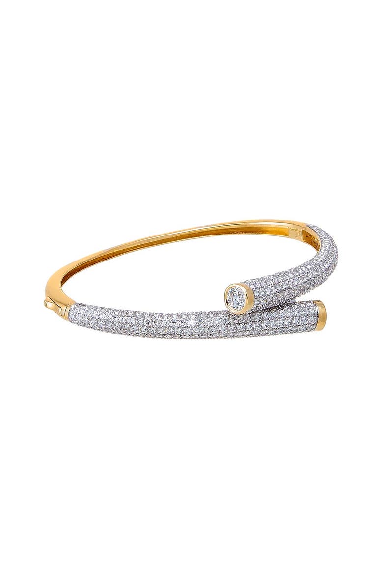 Lab Grown Diamond Pave Interlocked Bangle Bracelet 14K, Alternate, color, 14K Gold