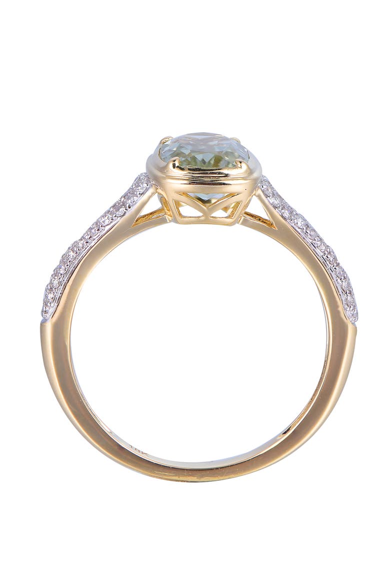 Green Amethyst Ring with Diamonds, Alternate, color, Green
