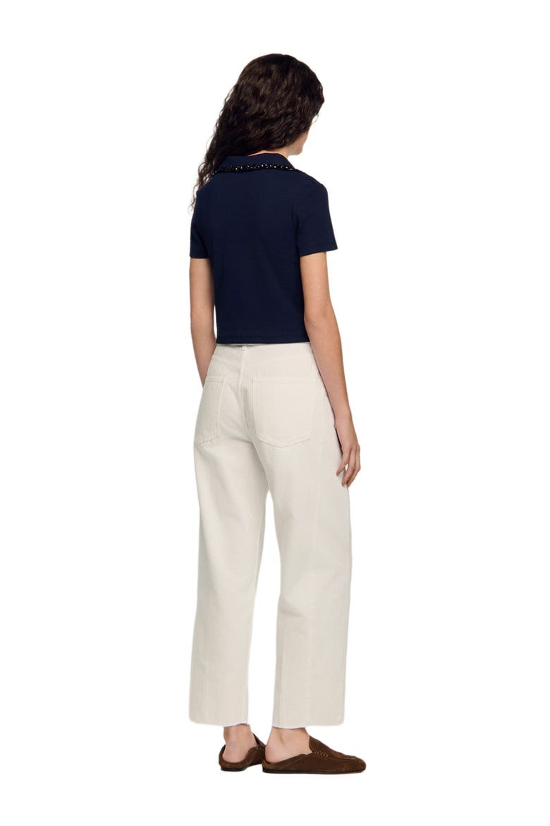 Pearl collar polo, Alternate, color, Navy blue