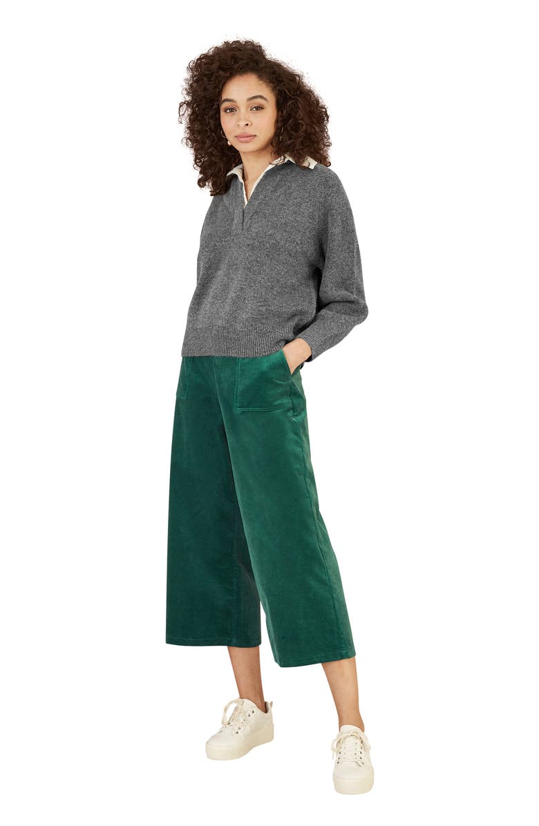 Yumi Cord Cropped Wide Leg Pants, Alternate, color, Green