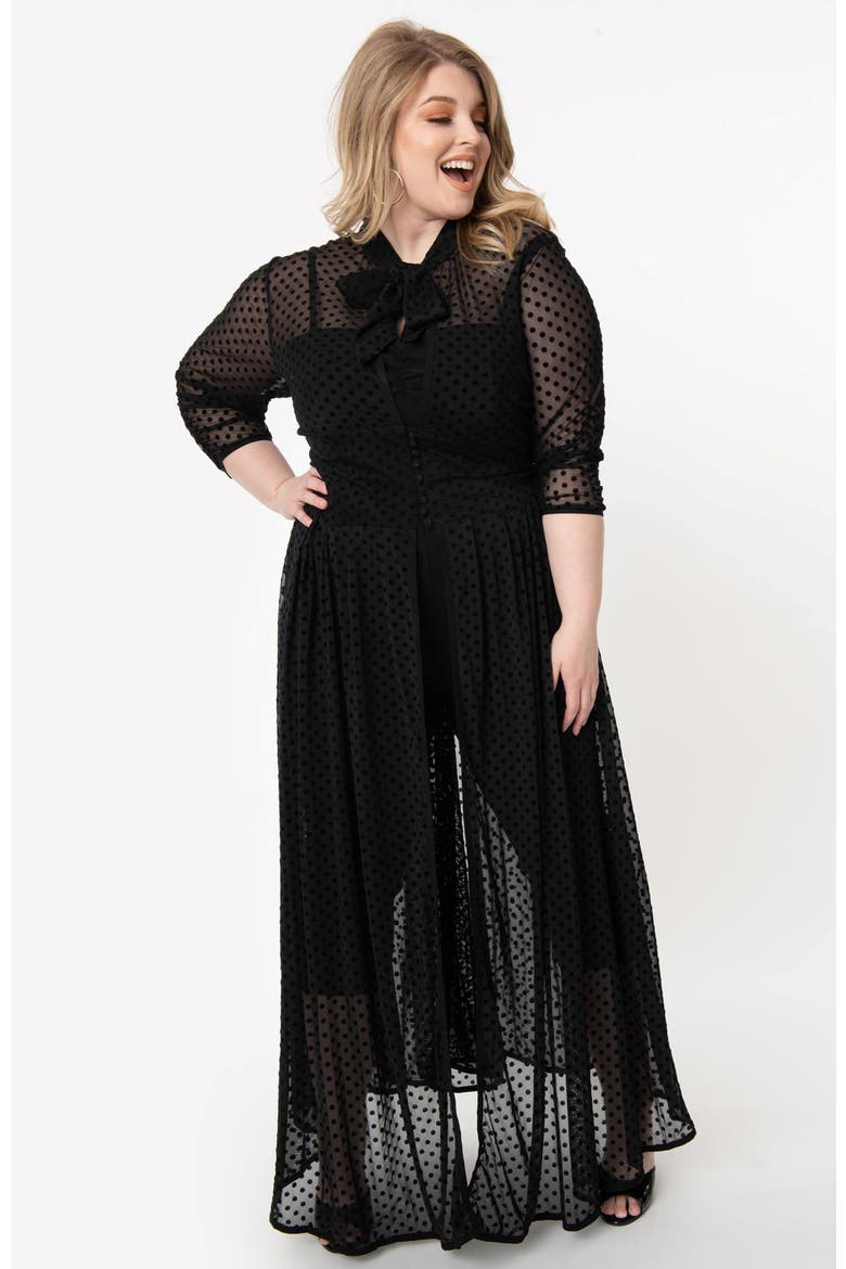 Plus Size Three Quarter Sleeved Starlet Duster, Main, color, Black