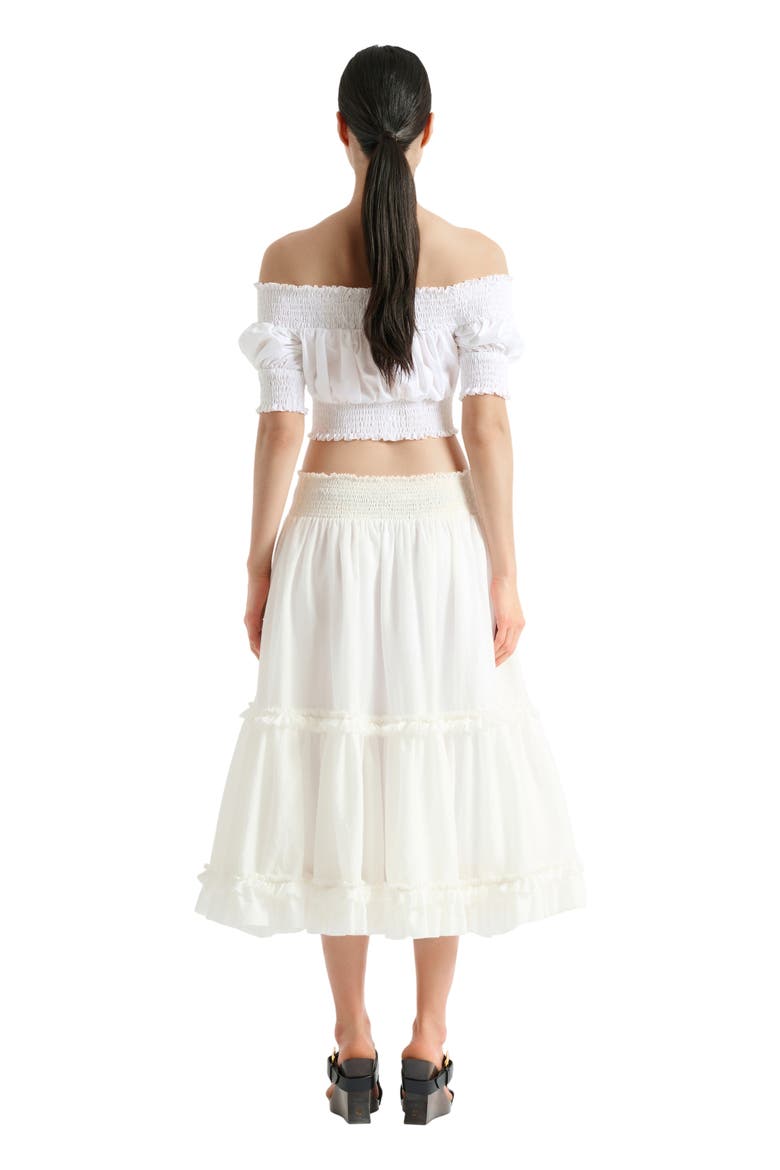 Long gathered skirt, Alternate, color, white