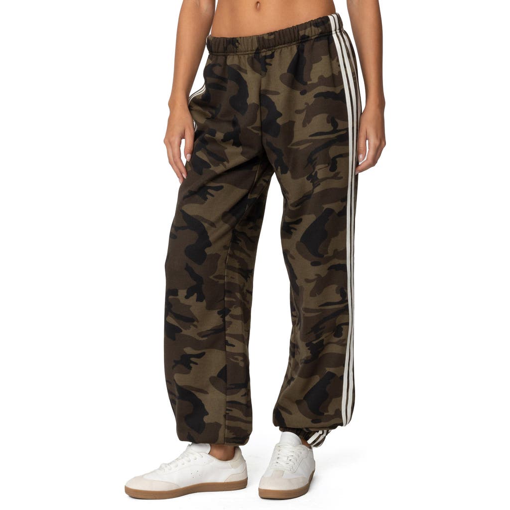 EDIKTED EDIKTED CAMO CONTRAST STRIPE SWEATPANTS
