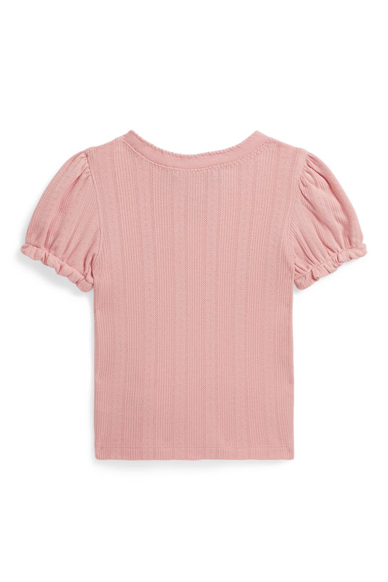 Kids' Pointelle Knit Puff Sleeve Top, Alternate, color, ADIRONDACK ROSE