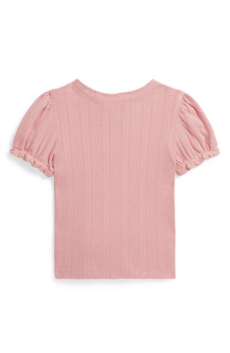 Polo Ralph Lauren Kids' Pointelle Knit Puff Sleeve Top, Alternate, color, Adirondack Rose