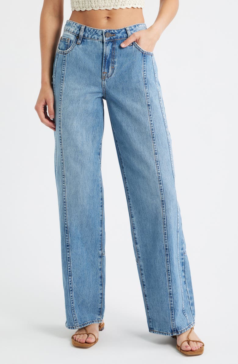 HIDDEN JEANS Seamed Wide Leg Dad Jeans, Main, color, Med.wash