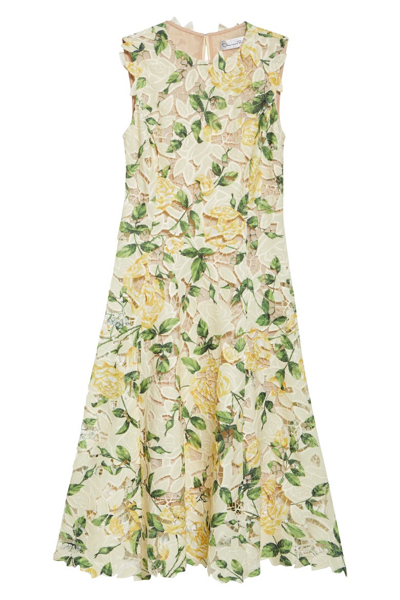 English Rose Guipure Lace Fit & Flare Dress, Alternate, color, YELLOW/ SOFT YELLOW