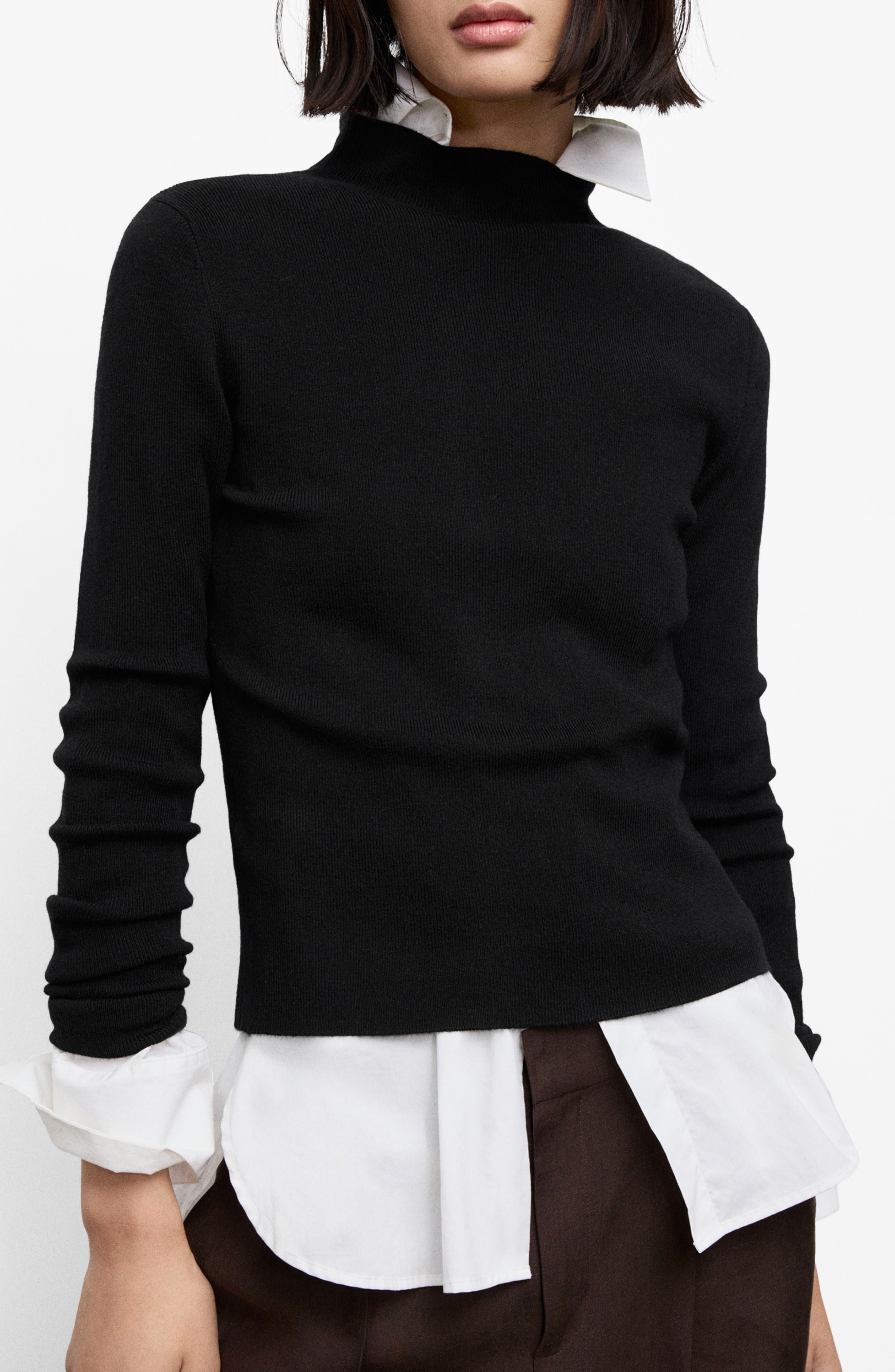 MANGO Fitted Mock Neck Sweater