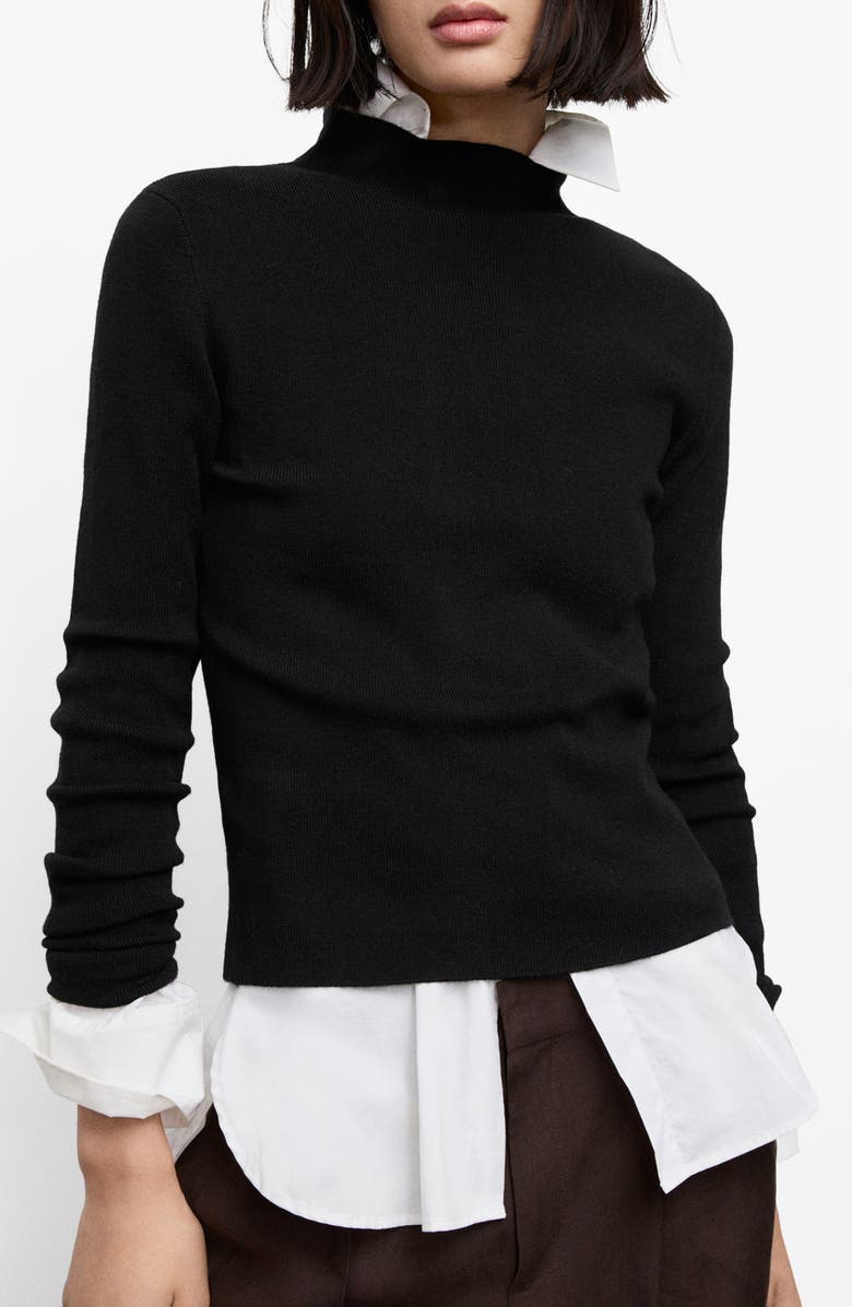 MANGO Fitted Mock Neck Sweater, Main, color,