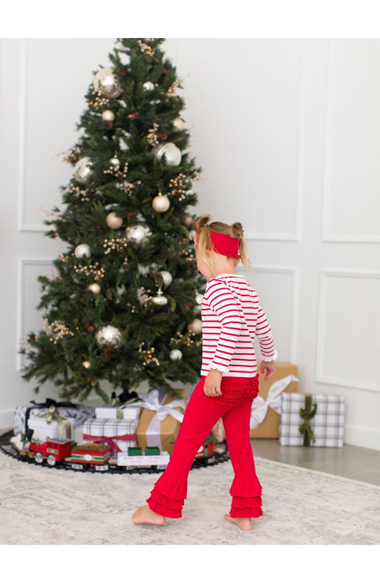 RuffleButts Baby/Toddler Girls Ruffle Flare Pants, Alternate, color, Red