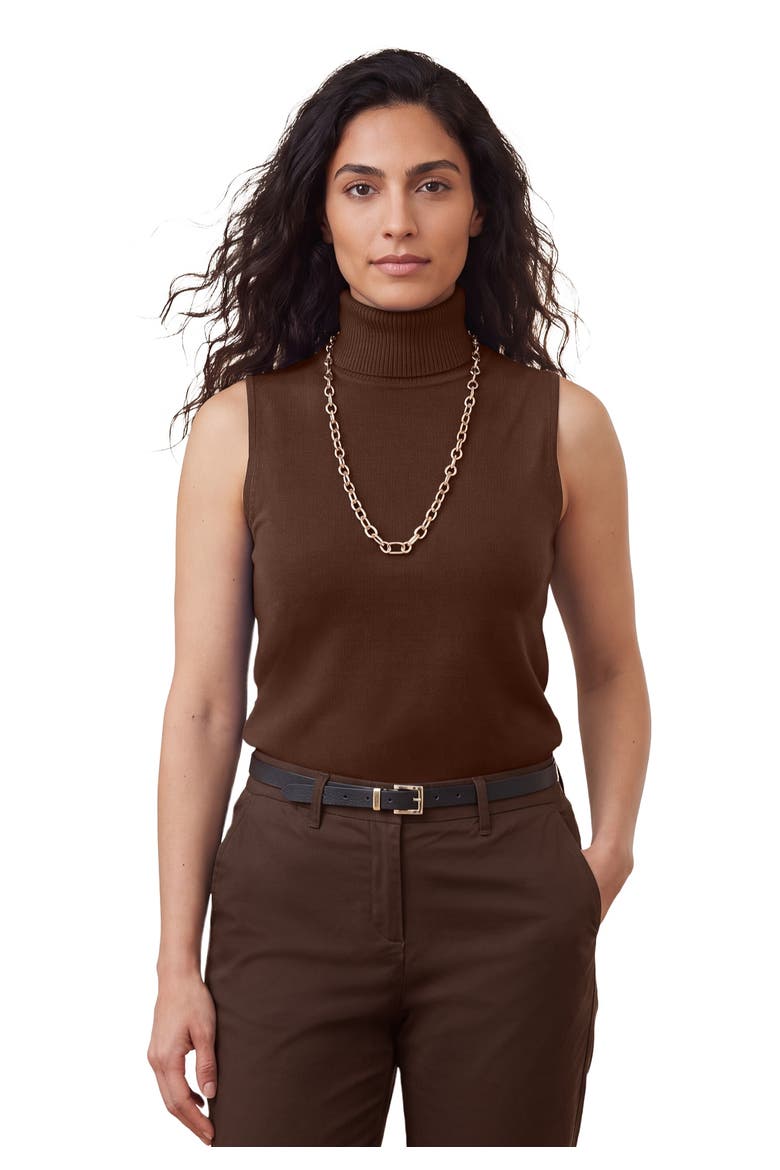 Carefree Cashmere Sleeveless Turtleneck Shell, Alternate, color, MAPLE