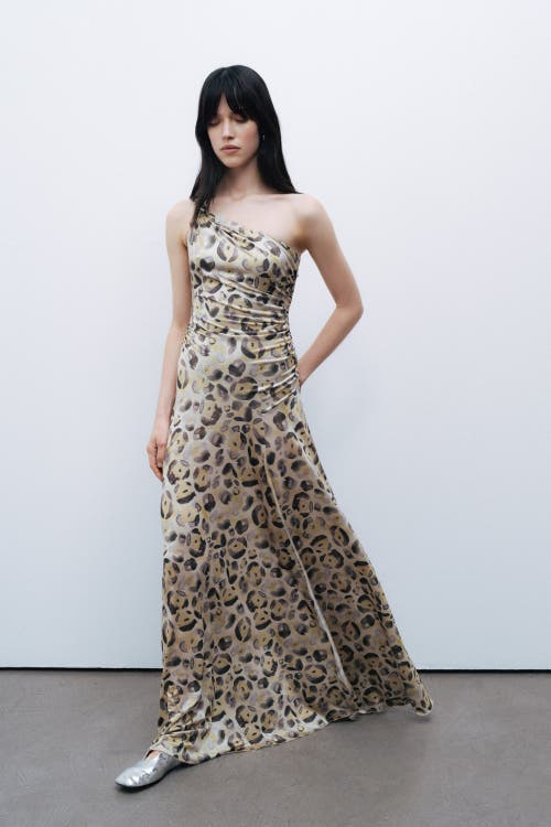 NOCTURNE NOCTURNE ONE SHOULDER PRINTED MAXI DRESS