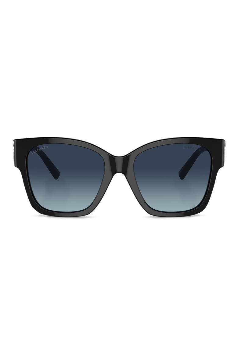 54mm Gradient Polarized Square Sunglasses, Main, color, BLACK