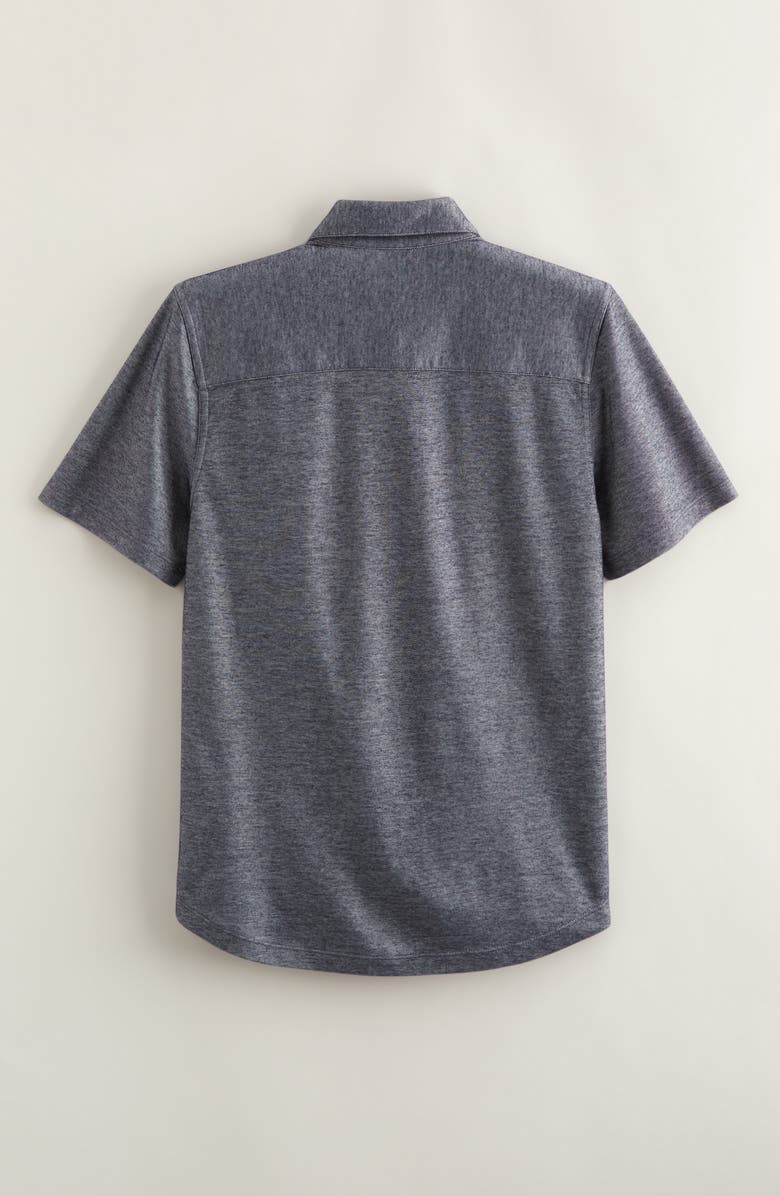 Nordstrom Kids' Short Sleeve Knit Button-Up Shirt, Alternate, color, Navy Peacoat