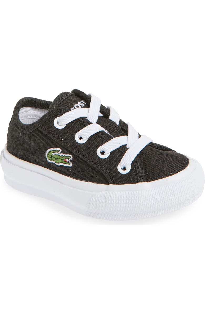 Lacoste Kids' Backcourt Sneaker, Main, color, Black/ White Canvas