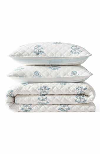 Flower Block Printed Cotton Quilt Set