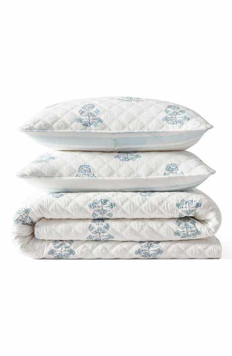 Flower Block Printed Cotton Quilt Set