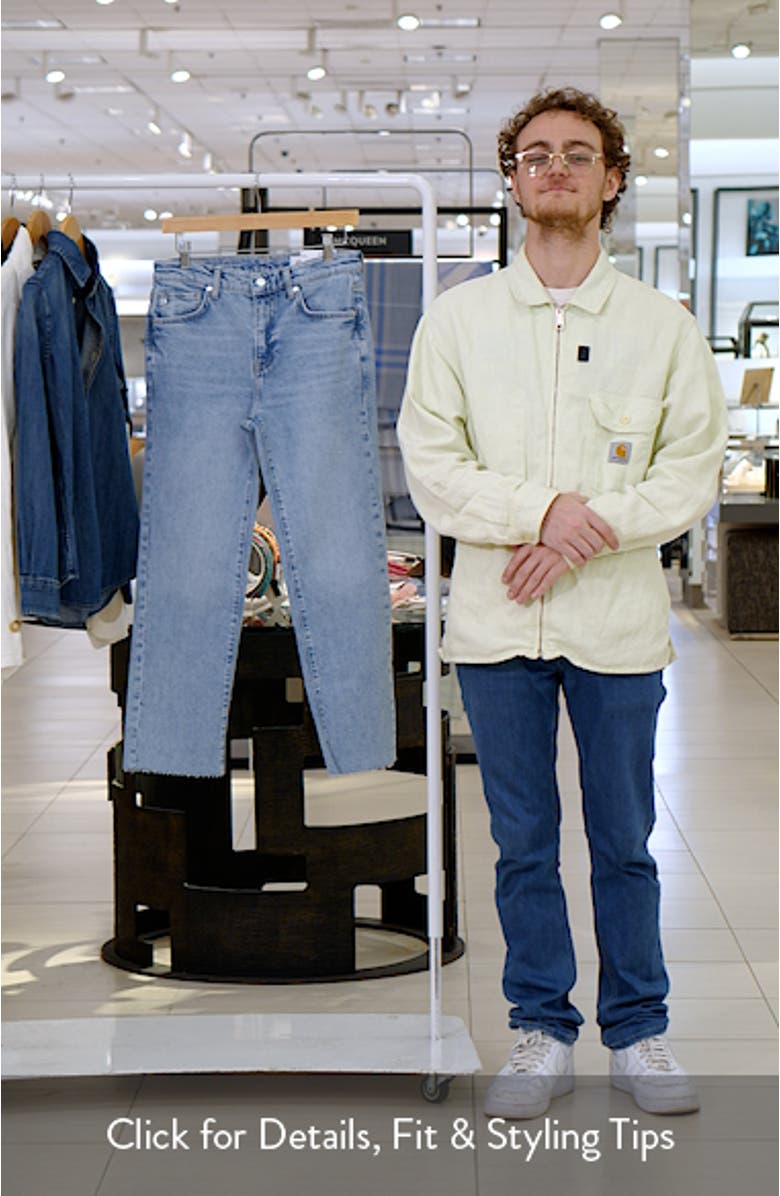 Brinley Raw Hem Mid Rise Ankle Straight Leg Jeans, sales video thumbnail