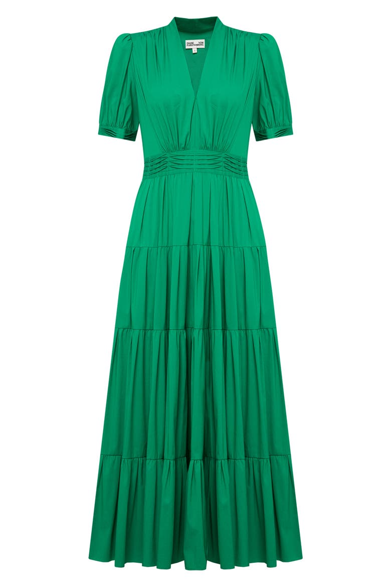 Darby Tiered Cotton Blend Midi Dress, Alternate, color, SIGNATURE GREEN