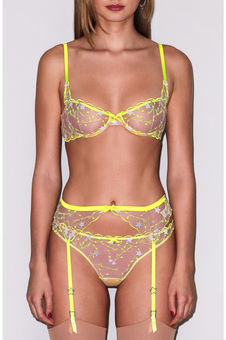 Etoile Embroidered Balconette Bra, Alternate, color, NEON YELLOW