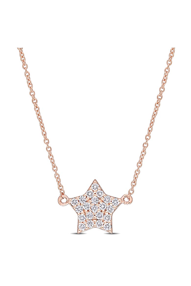 Diamond Clustered Star Necklace 14k Rose Gold, Main, color, Rose Gold