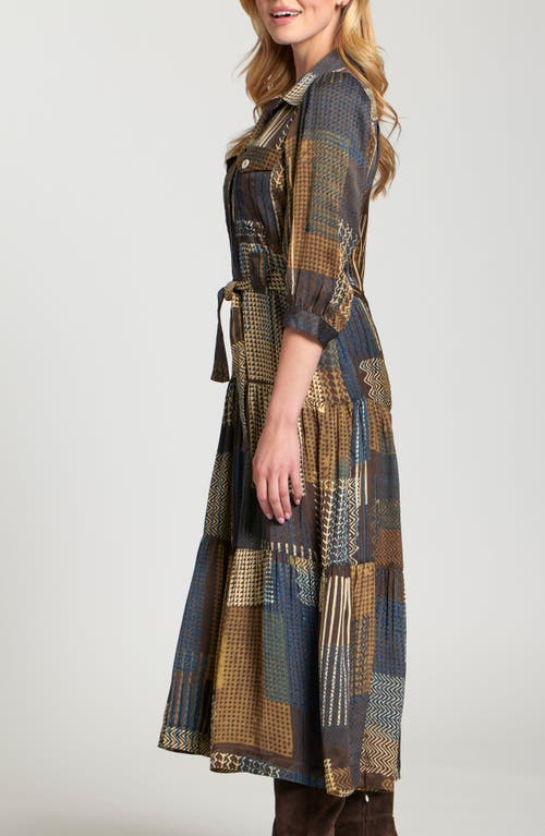 Apny Mixed Print Tiered Shirtdress In Multi