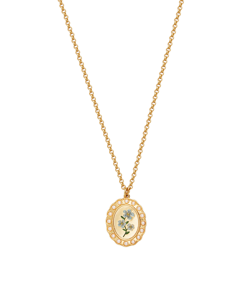 Forget Me Not Pearl Cameo Necklace