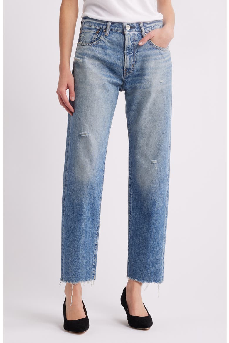 Kossuth Distressed Raw Hem Straight Leg Jeans, Main, color, LIGHT BLUE