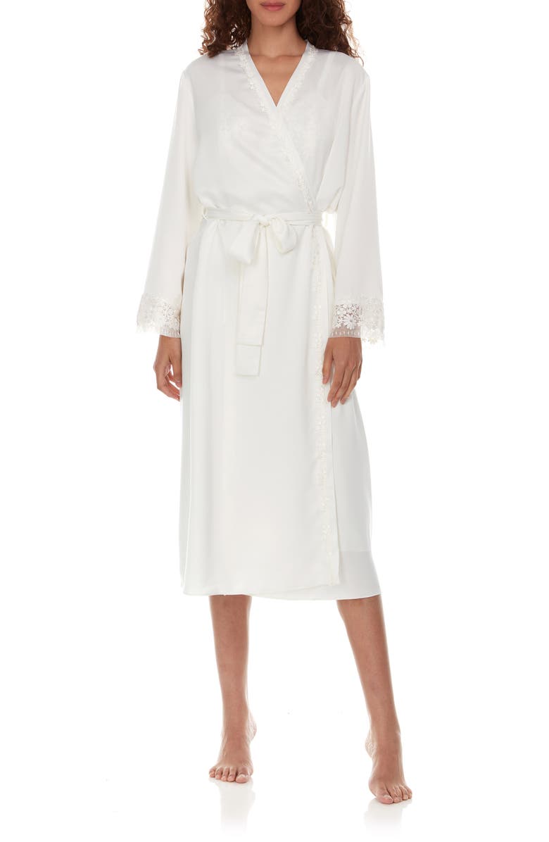 Flora Nikrooz Showstopper Long Robe, Alternate, color, Ivory