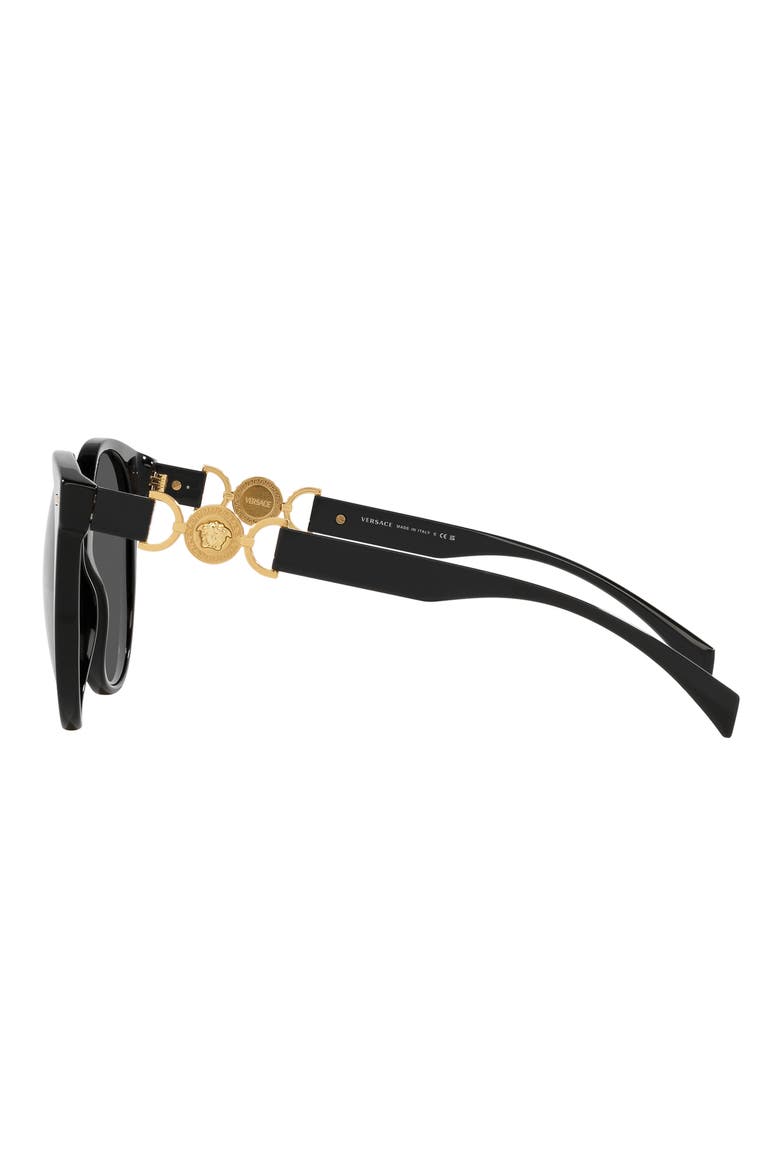 55mm Round Sunglasses, Alternate, color, BLACK