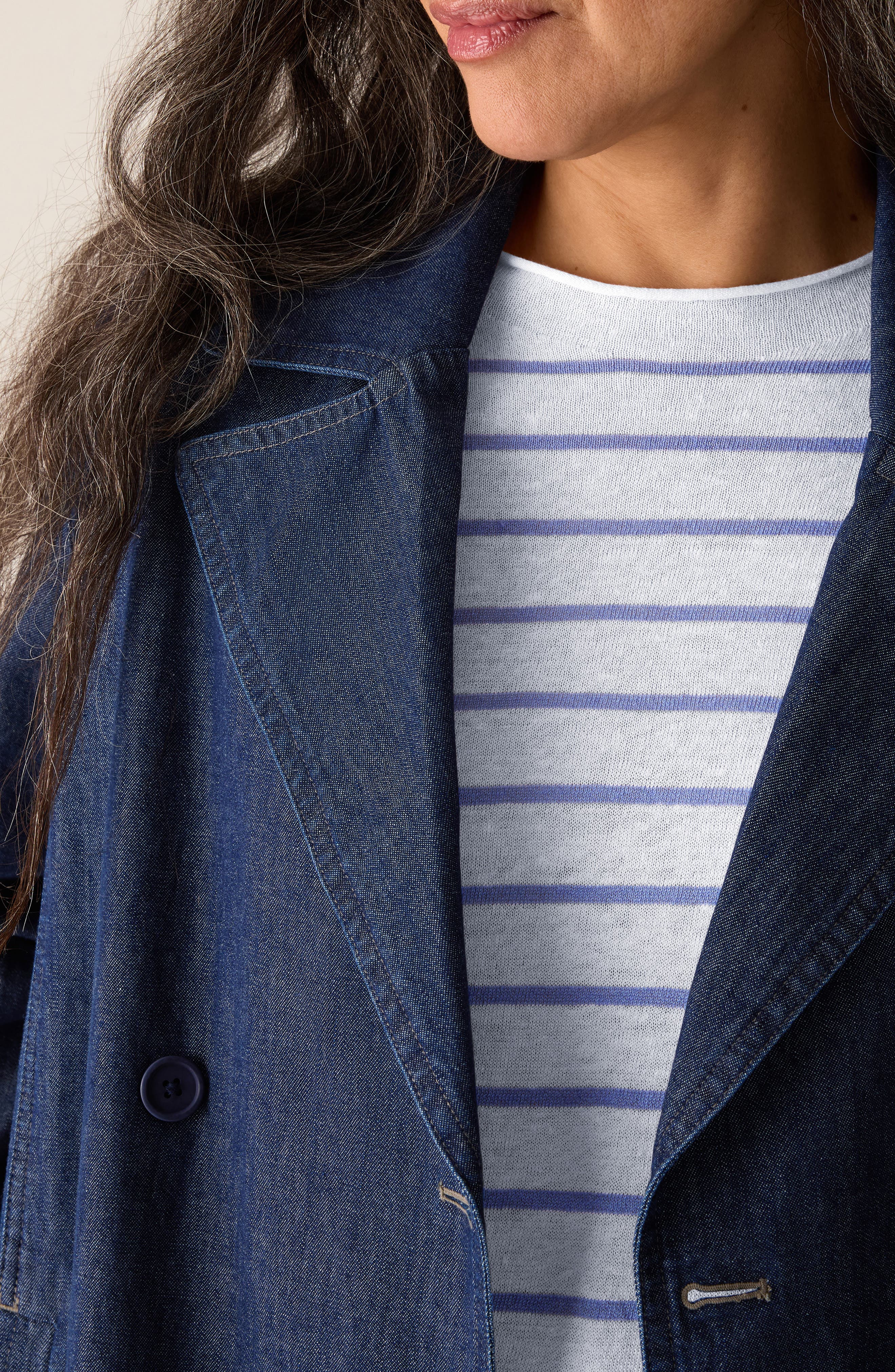 Eileen Fisher Double Breasted Denim Trench Coat — фото 4