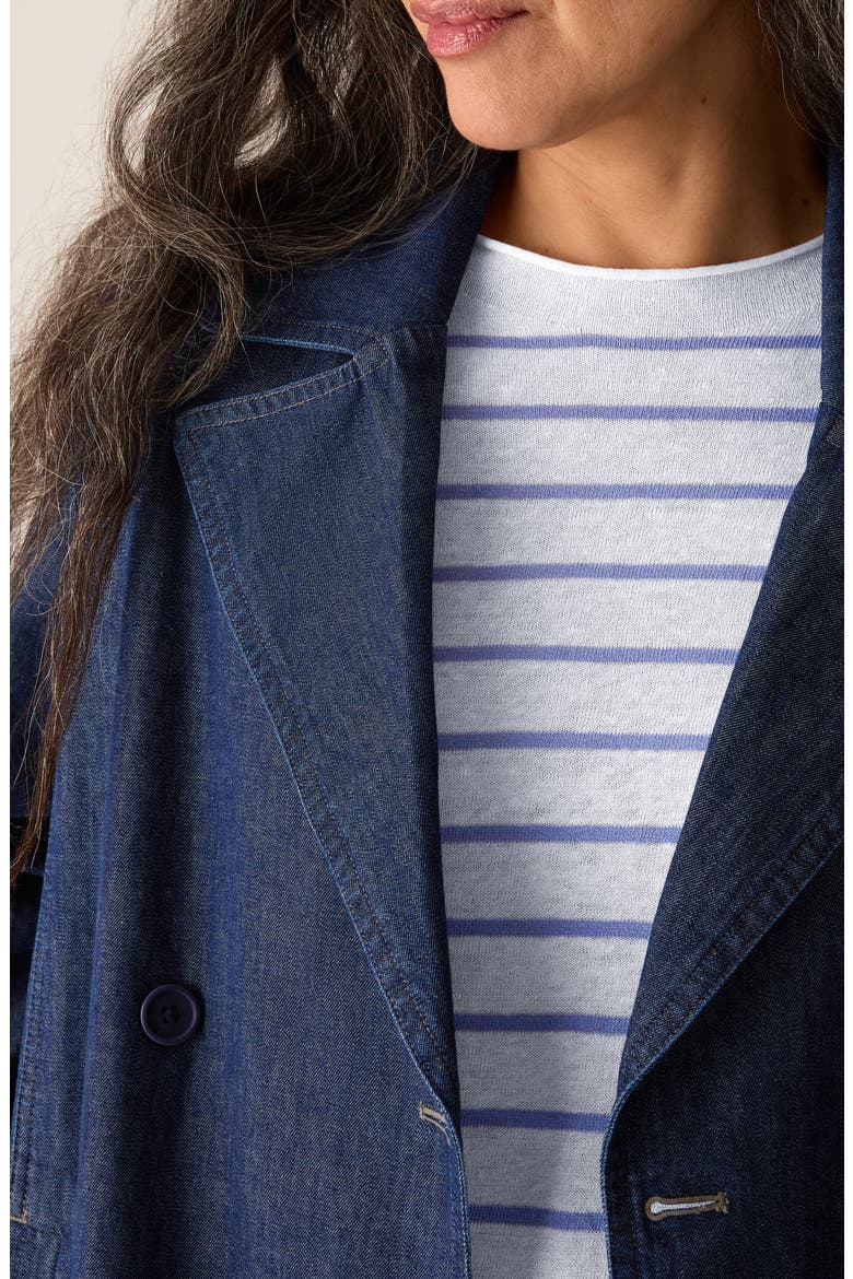 Double Breasted Denim Trench Coat, Alternate, color, DARK INDIGO