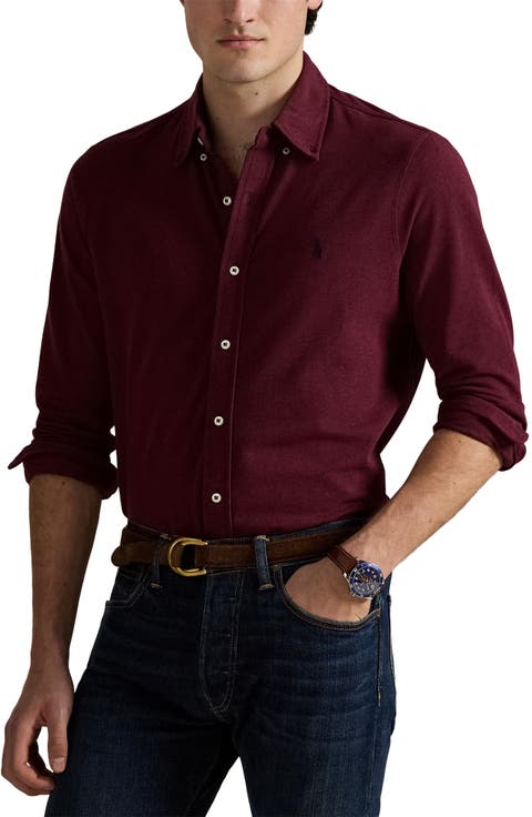Featherweight Stretch Cotton Piqué Button-Down Shirt