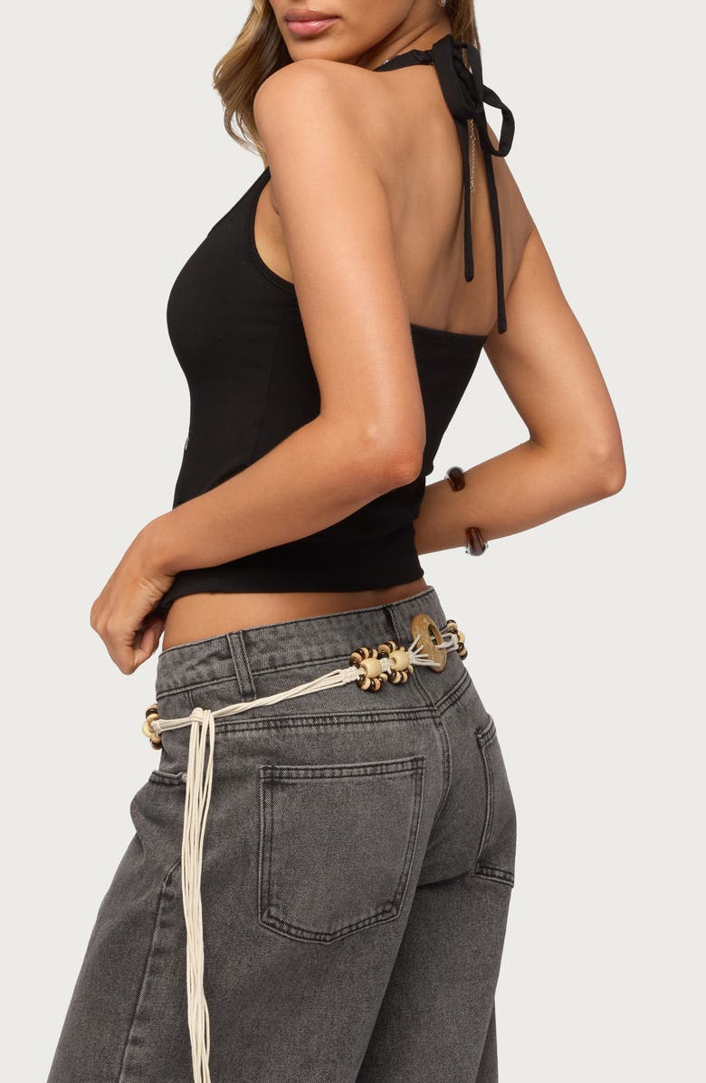 EDIKTED Asymmetric Button Halter Top, Alternate, color, 