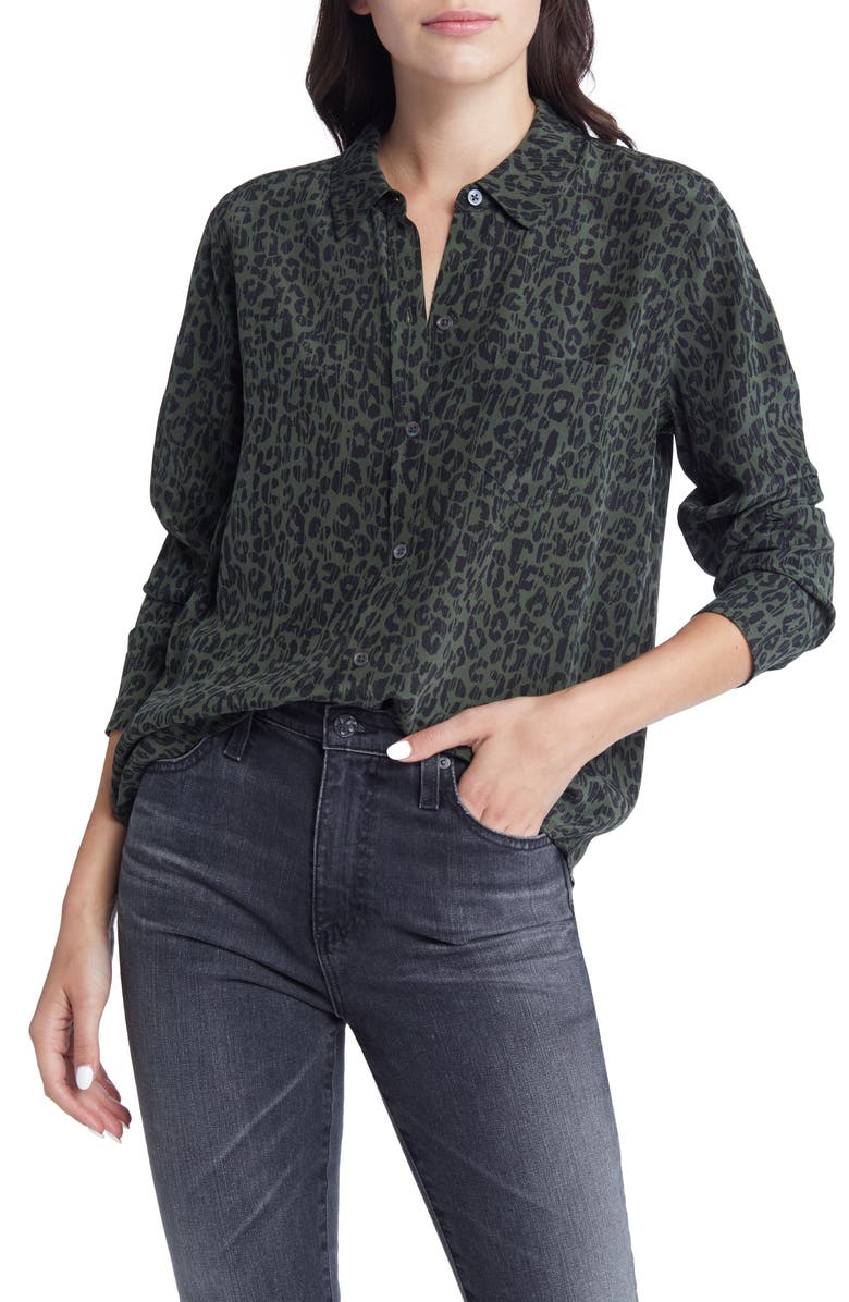 Rails Kate Leopard Print Silk Blouse, Main, color, 
