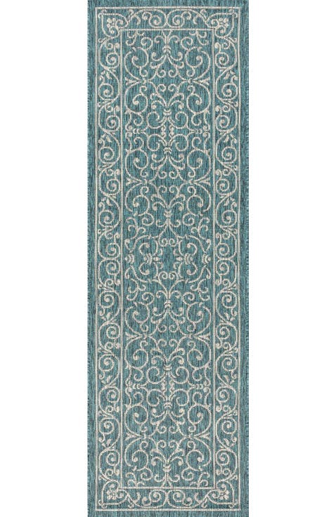 Charleston Vintage Filigree Textured Weave Indoor/Outdoor Area Rug