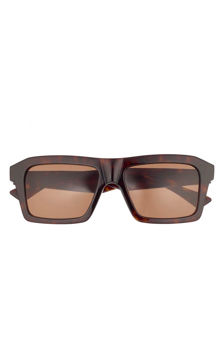 Bottega Veneta 55mm Rectangular Sunglasses, Main, color, Havana Havana Brown