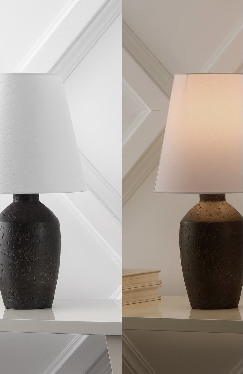 JONATHAN Y Xander 19.5" Minimalist Scandinavian Concrete Effect Resin/Iron Ginger Jar LED Table Lamp, Alternate, color, Matte Black