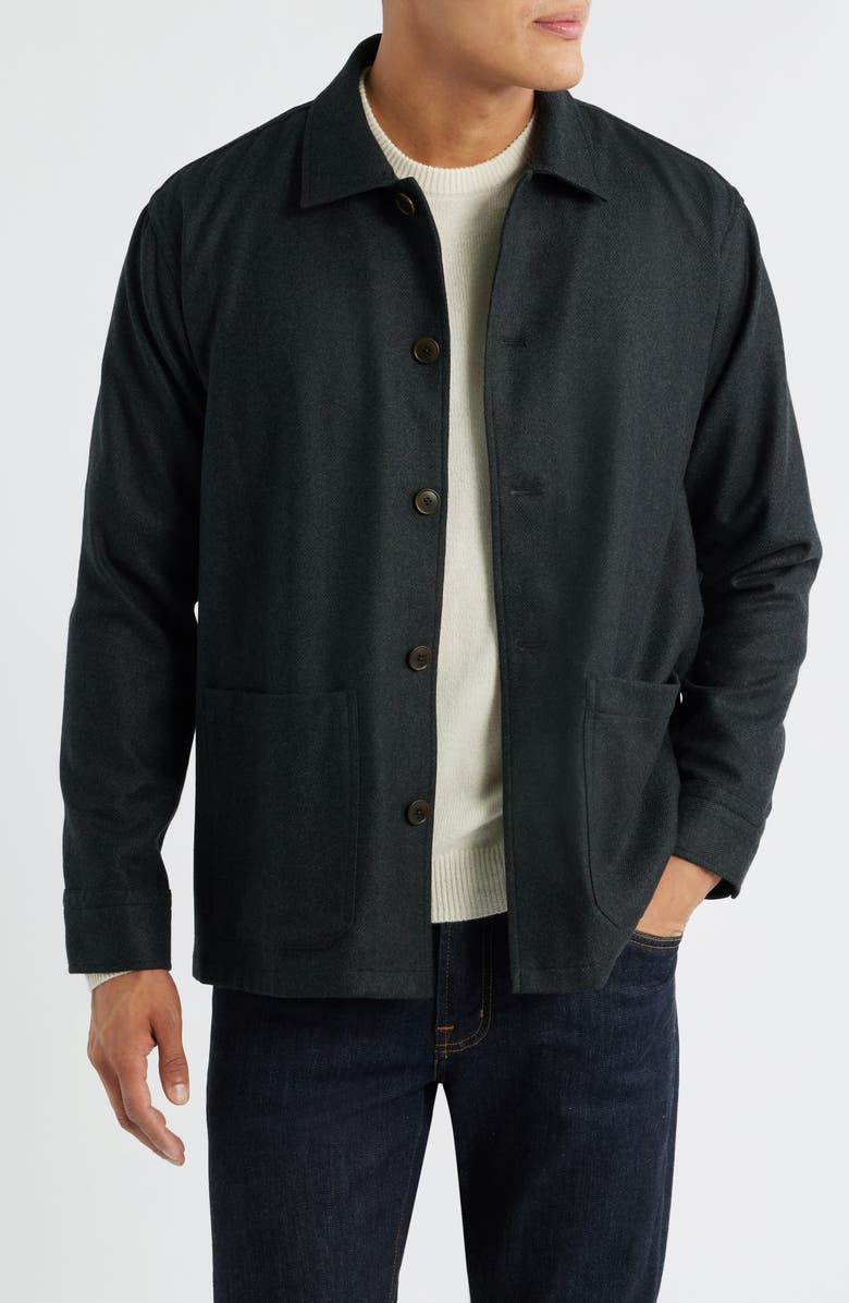 Eton Wool & Cashmere Herringbone Jacket, Main, color, Dark Green