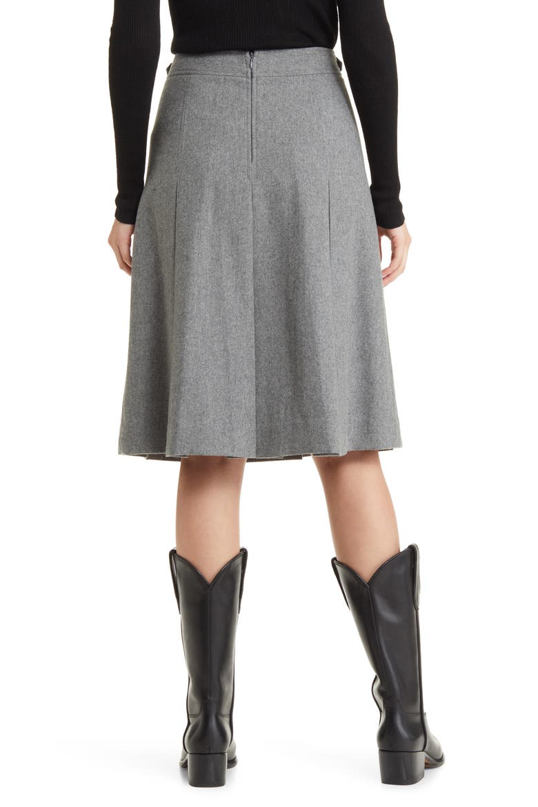 Garnet Pleated Wool Blend Skirt, Alternate, color, HTHRGRY
