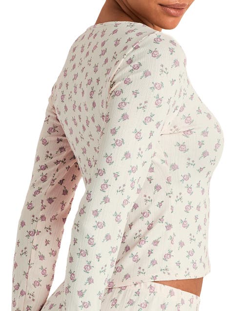 Adore Me Pointelle Long Sleeve Top In White