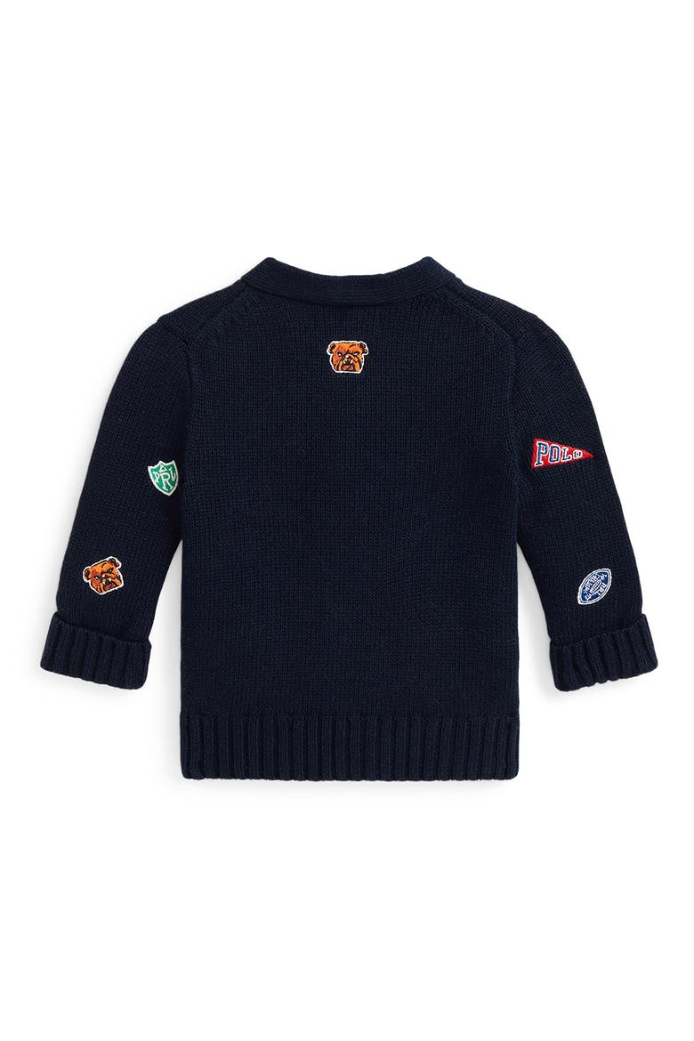 Varsity Schiffli Cotton Sweater Knit Cardigan, Alternate, color, VARSITY SCHIFFLI RL NAVY