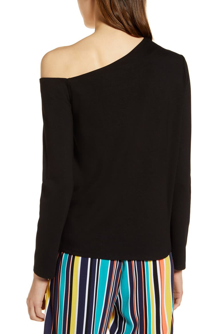 One-Shoulder Knit Tee, Alternate, color, BLACK