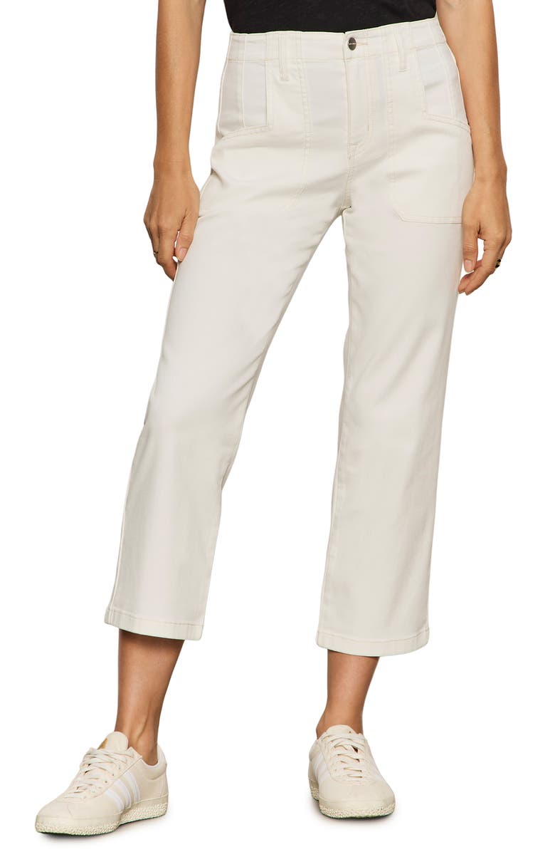 Sanctuary Retreat Mid Rise Crop Straight Leg Utility Pants, Main, color, Chalk White