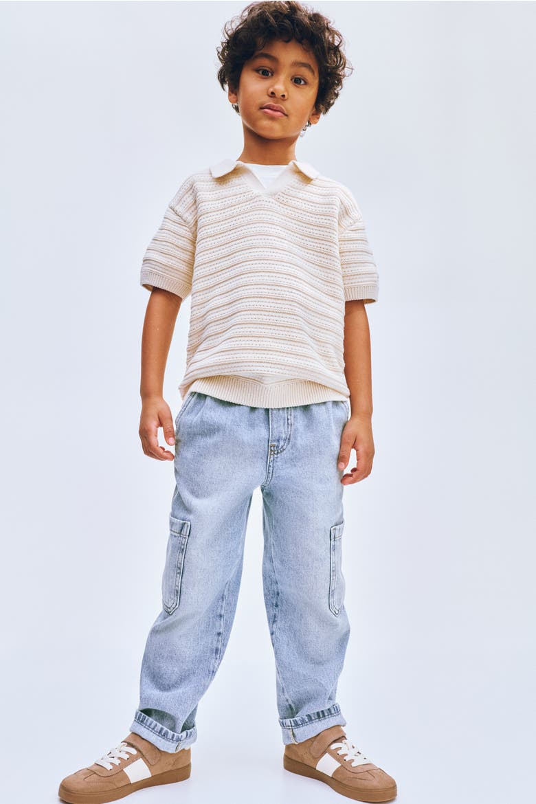 Denim Cargo Joggers, Main, color, Pale denim blue