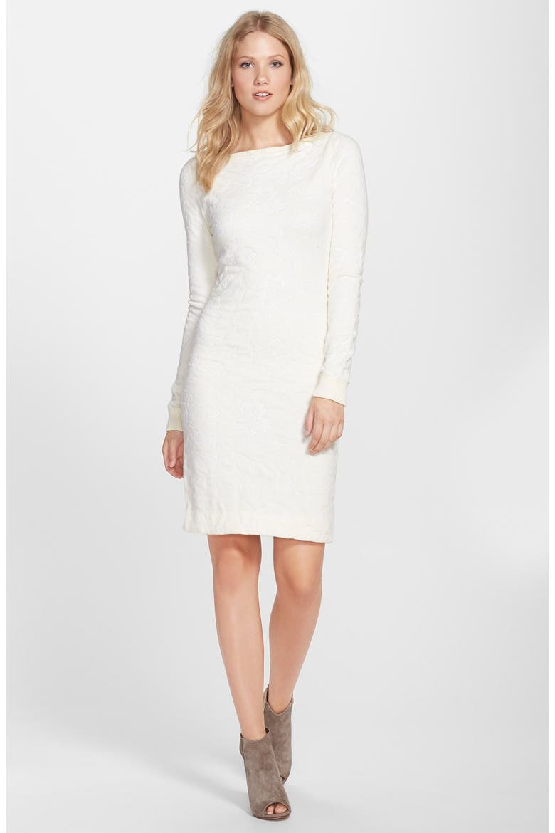 Textured Long Sleeve Sweater Dress, Alternate, color, PORCELAIN